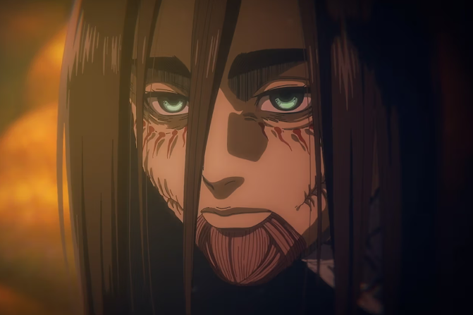 Close-up of Eren from Attack on Titan