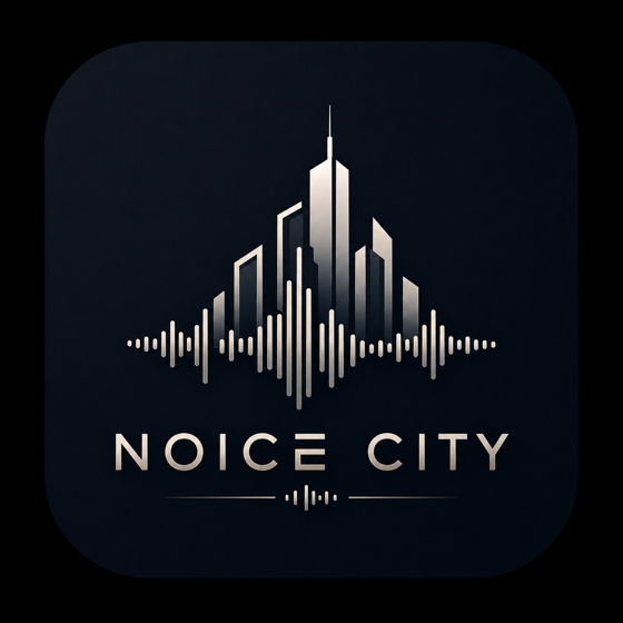 Noice City skyline and soundwave logo